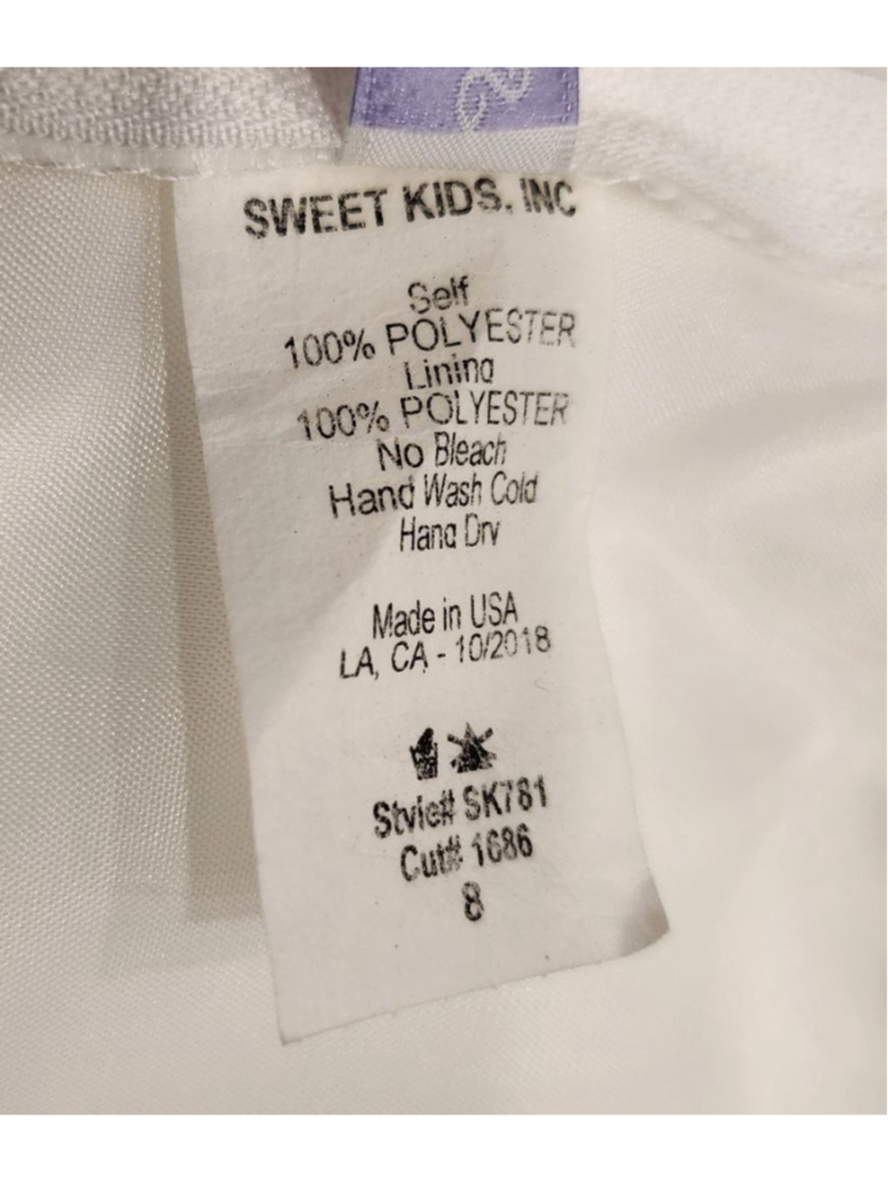 Sweet Kids Ivory Flower Girl Dress Size 8 Pearl Trim Satin Tulle Formal Wedding - Picture 10 of 10